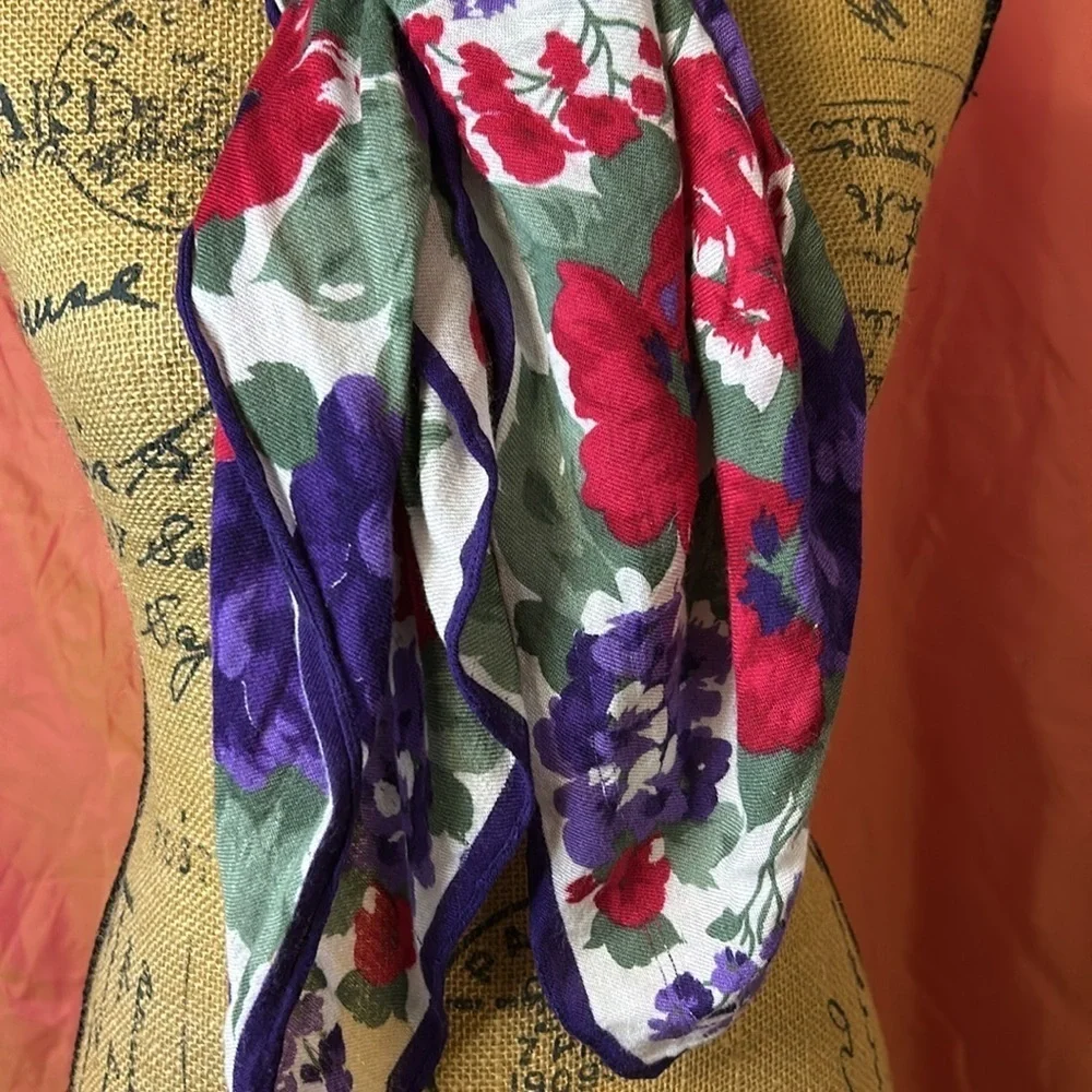 Women’s Scarf 34”X34” Purple Red Green Soft and Flowy